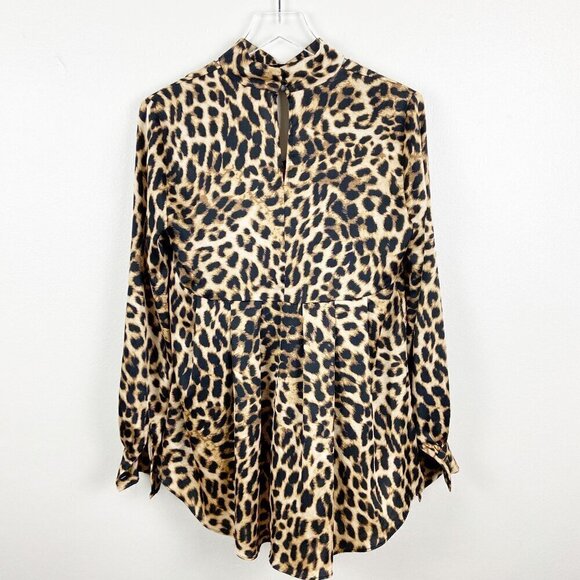 VINCE CAMUTO | Animal Print Choker Neck Style Blouse Long Sleeve Flowy Blouse XS - Picture 2 of 9
